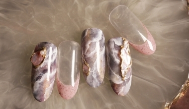 氣質砂礫石紋 ｜專業美甲｜沙龍應用｜NLT教學部｜石紋｜奶油膠｜鏡面粉｜教學影片