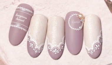 午後蕾絲洋裝 ｜專業美甲｜沙龍應用｜沙龍彩繪設計｜暈染｜奶油膠｜蕾絲｜教學影片