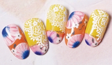 花布蕾絲1 ｜專業美甲｜沙龍應用｜台灣老師｜花｜菲菲｜教學影片