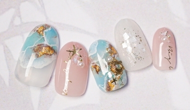 夏。海 ｜專業美甲｜沙龍應用｜台灣老師｜暈染｜Ping｜海洋｜金箔｜教學