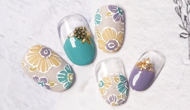 棉麻花洋裝 ｜專業美甲｜沙龍應用｜台灣老師｜Vicky｜奶油膠｜教學