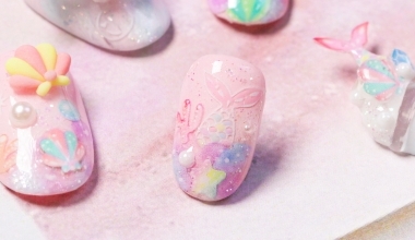 人魚童話貼紙運用設計-B style ｜專業美甲｜沙龍應用｜台灣老師｜Yumi｜貼紙｜人魚｜滴膠｜教學