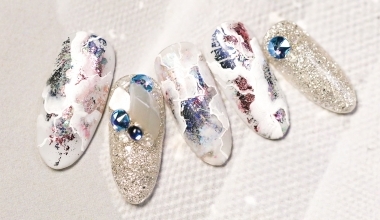 星空石紋 ｜專業美甲｜沙龍應用｜台灣老師｜石紋｜Ruru｜異素材｜奶油膠｜箔紙｜教學