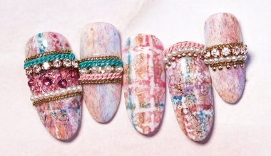 小香風毛呢 ｜專業美甲｜沙龍應用｜台灣老師｜格紋｜Ruru｜金箔絲｜毛呢｜絨毛膠｜教學