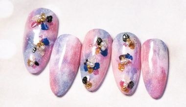 礦片花朵 ｜專業美甲｜沙龍應用｜台灣老師｜異素材｜Ruru｜花｜暈染液｜彩繪粉｜教學