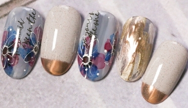 墨藍語花 ｜專業美甲｜沙龍應用｜台灣老師｜HuiHui｜暈染液｜貼紙｜教學