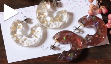 桃金孃花耳環 ｜DIY工藝｜手作工藝｜日本老師｜滴膠應用｜日本工藝｜珍珠｜金箔｜教學