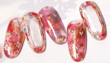 緋紅夾心 ｜專業美甲｜沙龍應用｜台灣老師｜異素材｜Kat｜金箔｜不凋花｜教學