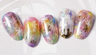 椰子霓虹燈 ｜專業美甲｜沙龍應用｜台灣老師｜異素材｜Kaka｜貼紙｜鏡面粉｜summer｜教學