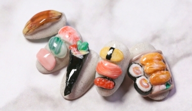 壽司粉雕 ｜專業美甲｜沙龍應用｜台灣老師｜粉雕｜菲菲｜食物｜壽司｜教學