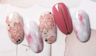 櫻花戀 ｜專業美甲｜沙龍應用｜台灣老師｜花｜Nicole｜金線｜電鍍珠｜櫻花｜教學