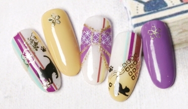 和風貓咪柄 ｜專業美甲｜沙龍應用｜台灣老師｜貼紙｜Kat｜和風｜動物｜貓｜教學影片