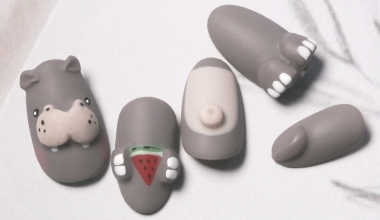 動物趴體（河馬） ｜專業美甲｜沙龍應用｜台灣老師｜粉雕｜菲菲｜動物｜河馬｜教學