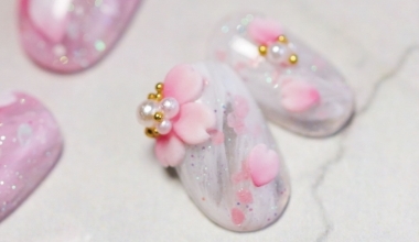 珍珠雪紡櫻花 ｜專業美甲｜沙龍應用｜台灣老師｜粉雕｜YUMI｜教學
