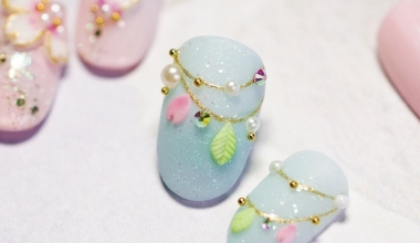 櫻花寶石項鍊 ｜專業美甲｜沙龍應用｜台灣老師｜粉雕｜YUMI｜花｜珍珠｜亮片｜教學