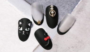 立體耳朵的小黑貓 ｜專業美甲｜沙龍應用｜台灣老師｜粉雕｜Kaka｜教學