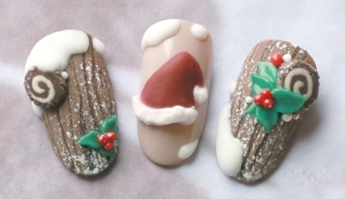 甜蜜佳節-樹幹蛋糕 ｜專業美甲｜沙龍應用｜NLT教學部｜沙龍彩繪設計｜Alashi｜聖誕節｜樹幹蛋糕｜冬季｜教學