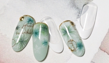 青嶼薄霧 ｜專業美甲｜沙龍應用｜NLT教學部｜花｜Alashi｜貼紙｜奶油膠｜教學