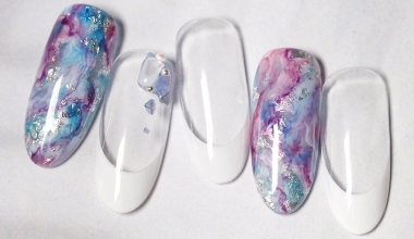 銀礦石紋 ｜專業美甲｜沙龍應用｜NLT教學部｜石紋｜Alashi｜暈染｜金箔｜教學