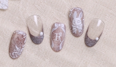 絨毛白兔浮雕 ｜專業美甲｜沙龍應用｜NLT教學部｜沙龍彩繪設計｜Alashi｜動物｜兔子｜微立體｜教學