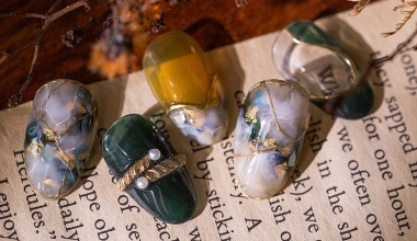 初秋的浪漫 ｜專業美甲｜沙龍應用｜台灣老師｜石紋｜Kiki｜暈染｜鏡面粉｜貝殼片｜教學影片