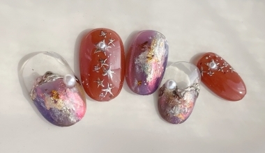 日落冰河 ｜專業美甲｜沙龍應用｜台灣老師｜異素材｜Vicky｜鏡面粉｜金箔｜｜教學影片