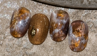 #暖金疊影 ｜專業美甲｜沙龍應用｜台灣老師｜沙龍快速款｜Toby｜暈染｜琥珀｜鏡面粉｜教學影片